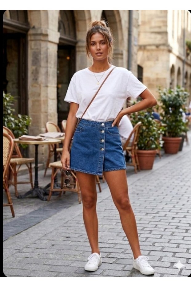 Fdn Jean Shorts Skirt Skort High Waist Style Reflects the Style