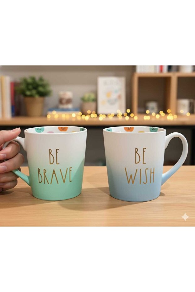400 ml Colorful Mug with Double Smile Pattern Inside - 1