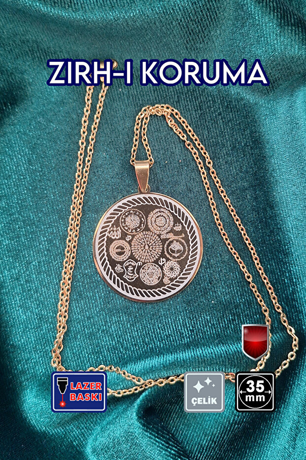 🙏 Armor-Protective (Evil Eye Protection Talisman) Steel Necklace 🎨 Gold Color