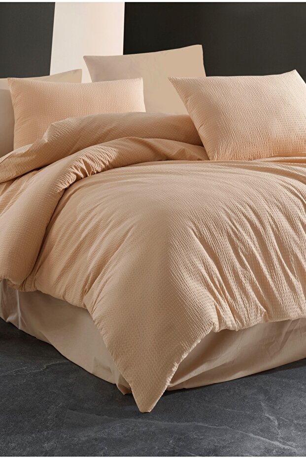 Gofre 100% Cotton Double Duvet Cover Set Beige | Without Sheets
