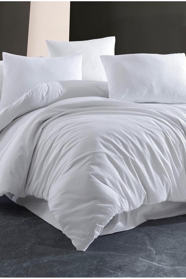 Gofre 100% Cotton Single Duvet Cover Set White | Sheets