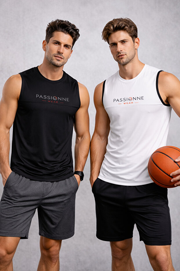 Pw 2-Piece Men's Sports Athlete Set Breathable, Sweat-Wicking, Flexible Fabric
