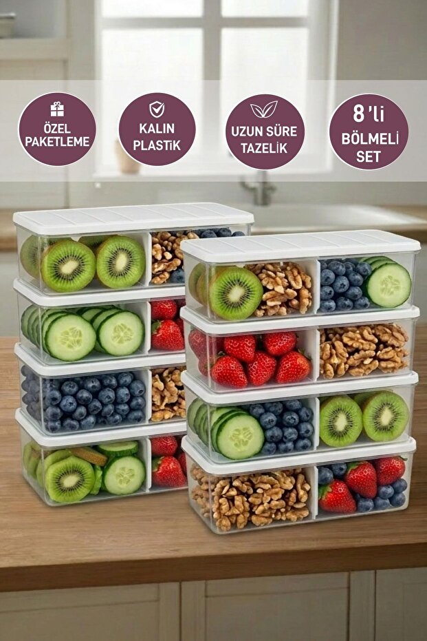 8 Pieces 2 Lt. Nora Compartmentalized Organizer Refrigerator Freezer Organizer Storage Container
