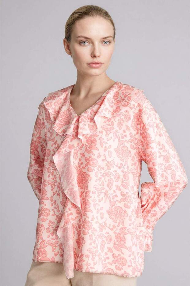 Patterned Long Sleeve Blouse G8784Ax26Sm - 8