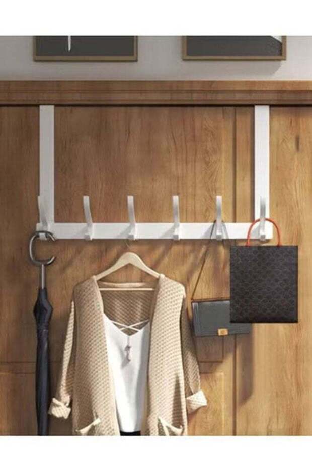 White long door hook with 6 hooks - 3