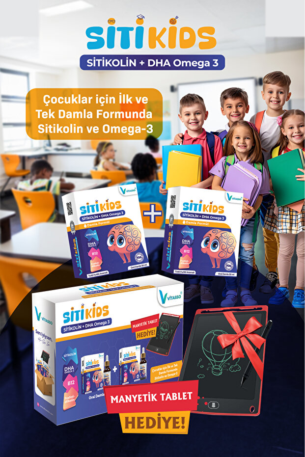 Siticolin Children's Omega-3 Dha Epa Siticids 50 ml Drops F.Lkoli̇n B12 Gift Magnetic Tablet 2-Pack