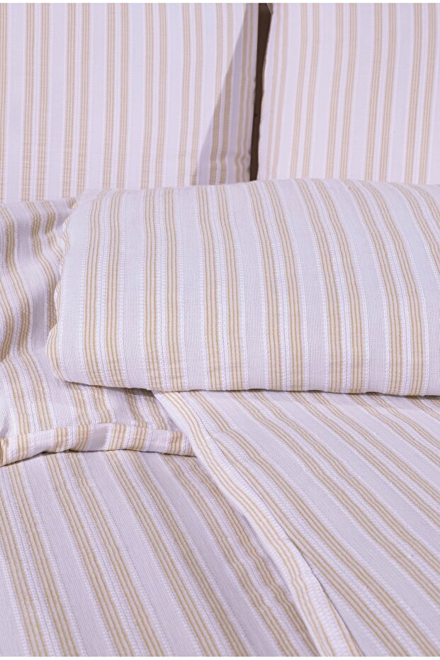 Pureweave Yarn-Dyed Natural Knitted Woven Bedding Set Double Size 100% Cotton