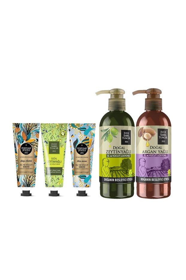 Perfume Jewels Deep, Blue, Olive Oil Hand Cream 50 ml and Olive Oil, Argan Lotion