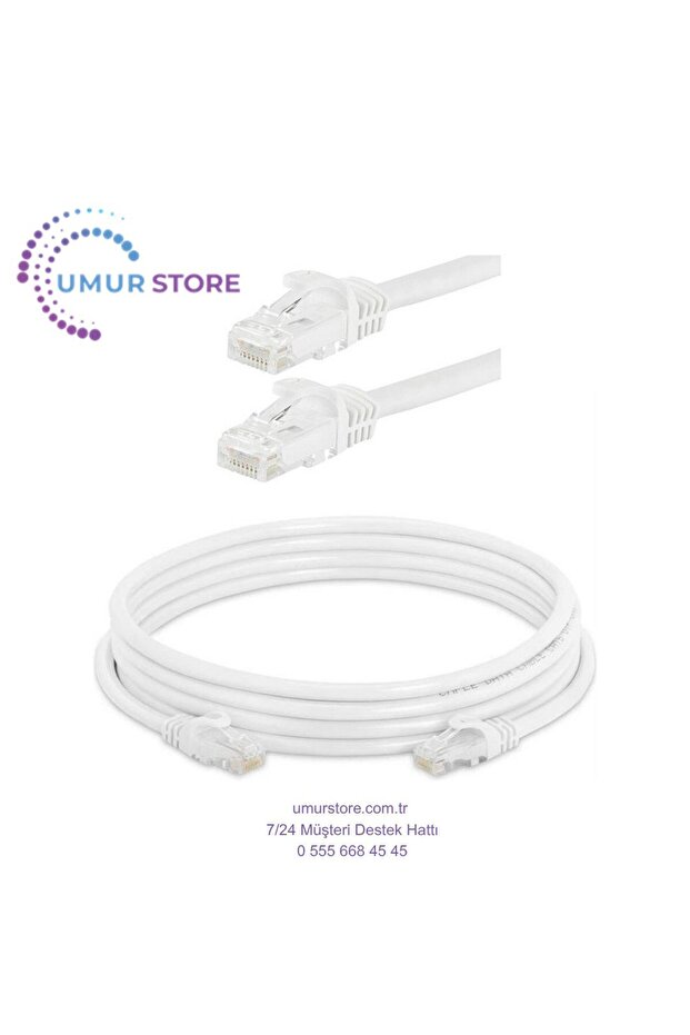 كابل إيثرنت Cat6 بطول 5 أمتار - مصنوع في المصنع - 23 Awg - أبيض - 5 متر