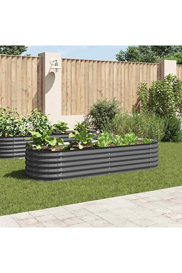 Garden Raised Bed 240x80x44 cm Galvanised Steel Grey