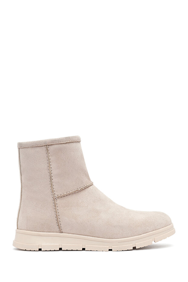Women's Beige Zippered Suede Teddy Boots 25Wfe250910