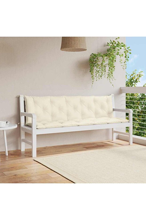 Garden Bench Cushion Cream White 150x(50+50)x7cm Oxford Fabric
