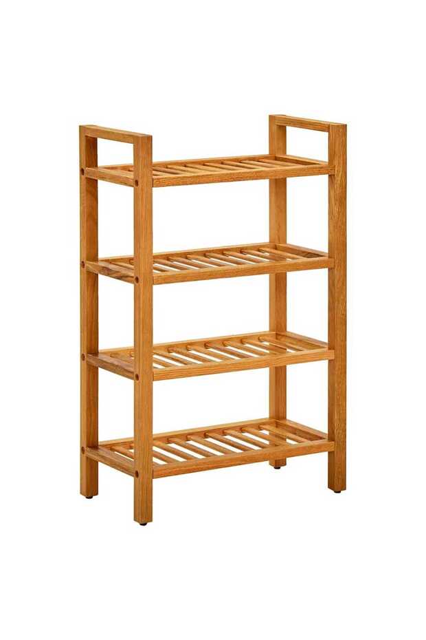 Shoe Rack with 4 Shelves 50x27x80 cm Solid Oak Wood
