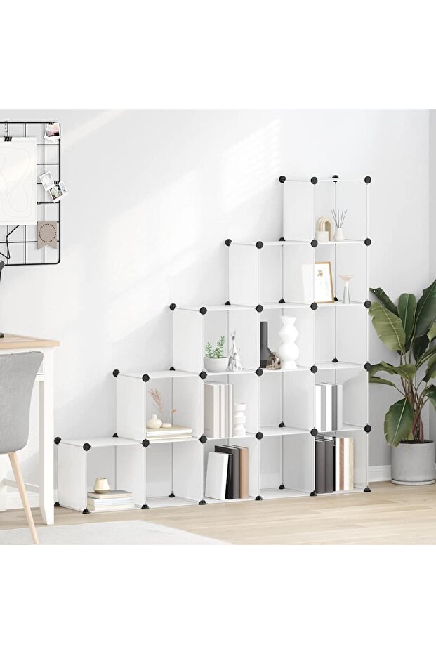 Storage Cube Organiser with 15 Cubes Transparent PP