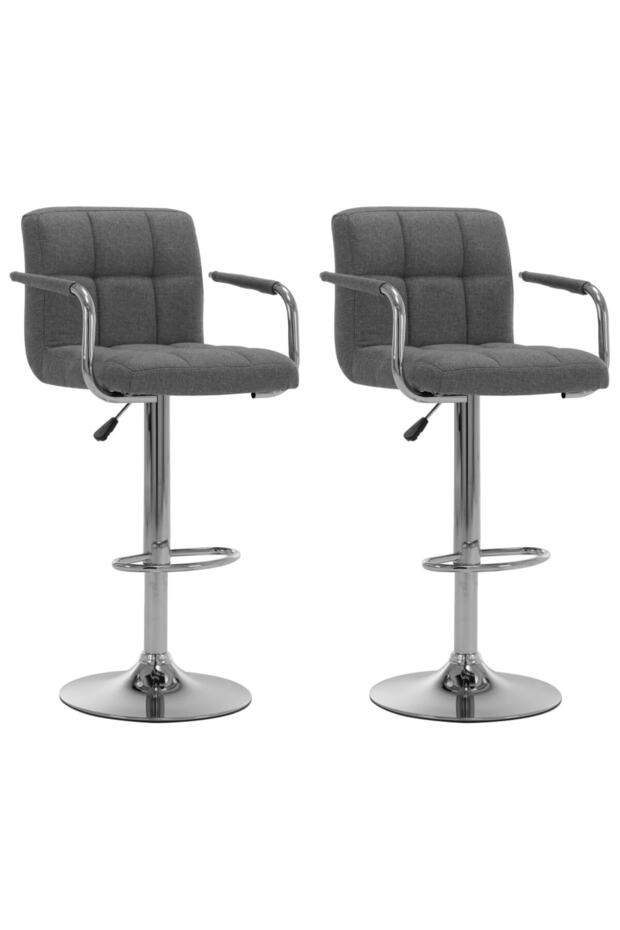Bar Stools 2 pcs Light Grey Fabric