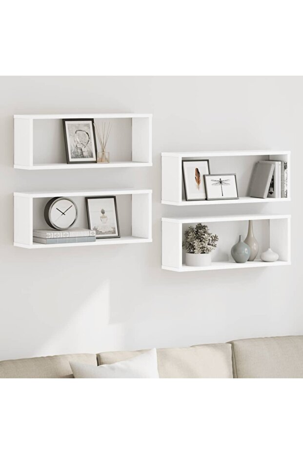 Wall Cube Shelf 4 pcs White 60x15x23 cm Engineered Wood