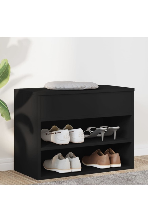 Shoe Bench Black 60x30x45 cm Engineered Wood