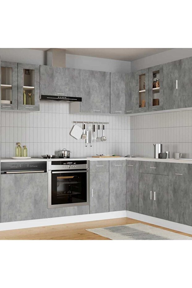 Hanging Glass Cabinet Lyon Concrete Grey 60x31x60 cm Engineered Wood