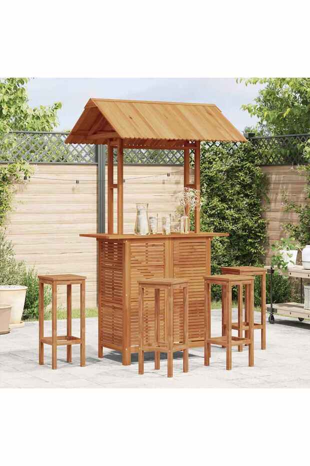 Outdoor Bar Table with Rooftop 113x106x217 cm Solid Acacia Wood