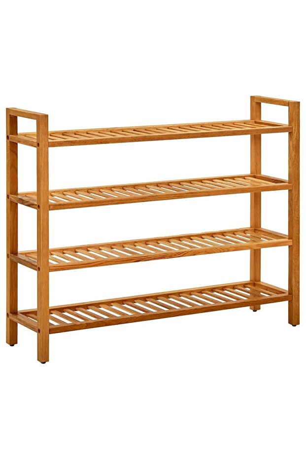Shoe Rack with 4 Shelves 100x27x80 cm Solid Oak Wood