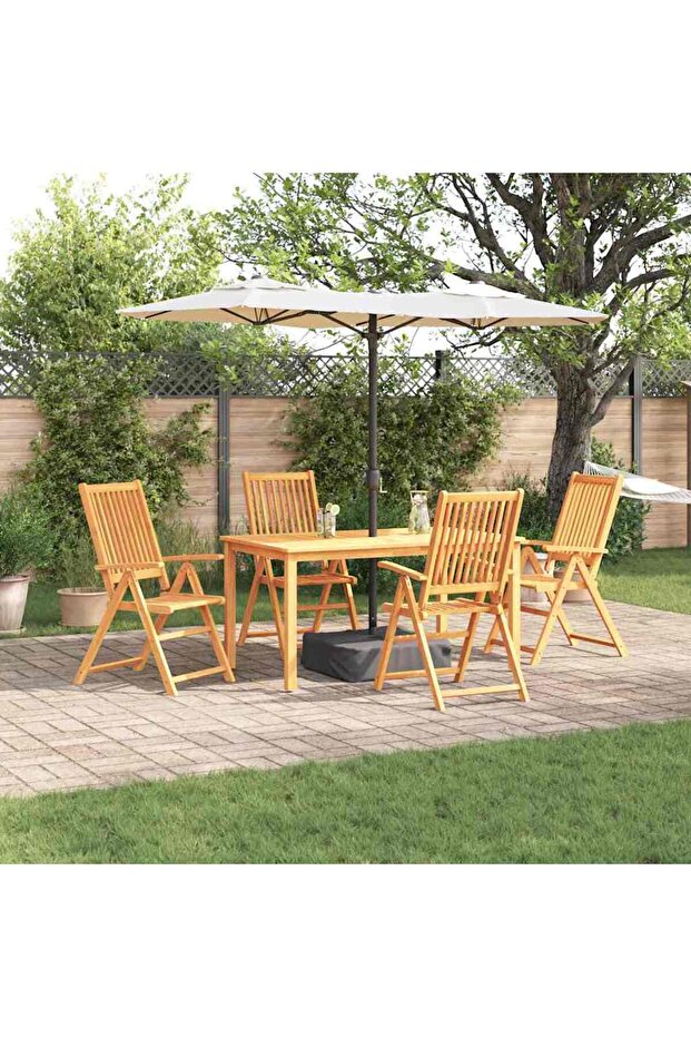 Garden Dining Set Folding 5 pcs Brown Solid Acacia Wood