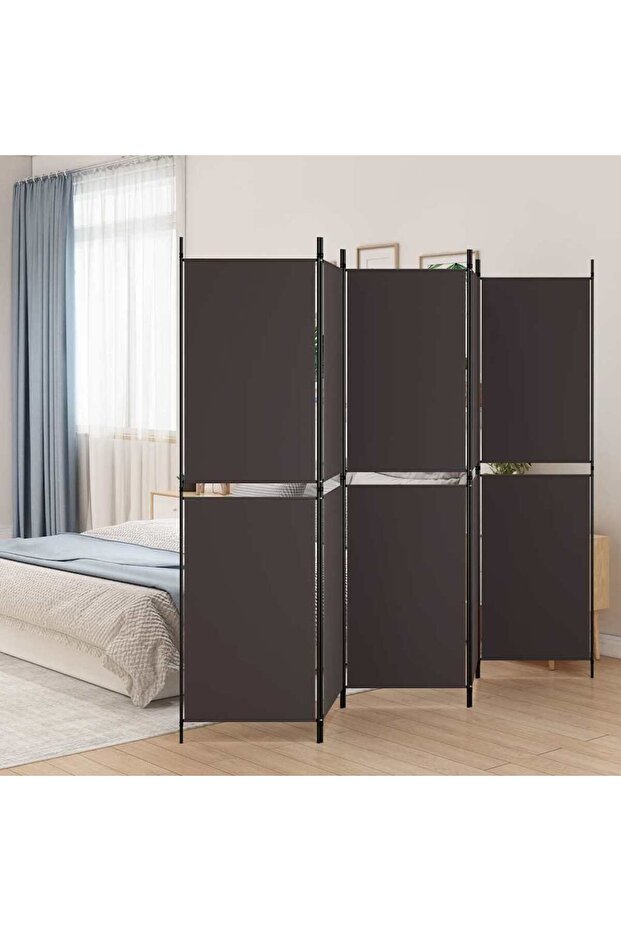5-Panel Room Divider Brown 250x180 cm Fabric