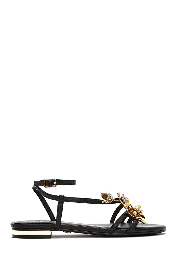 Women's Black Ankle Buckle Stone Sandals 25Sfd442118
