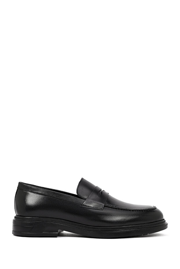 Men's Black Genuine Leather Casual Loafer, Winter Shoes 25Wfd760818