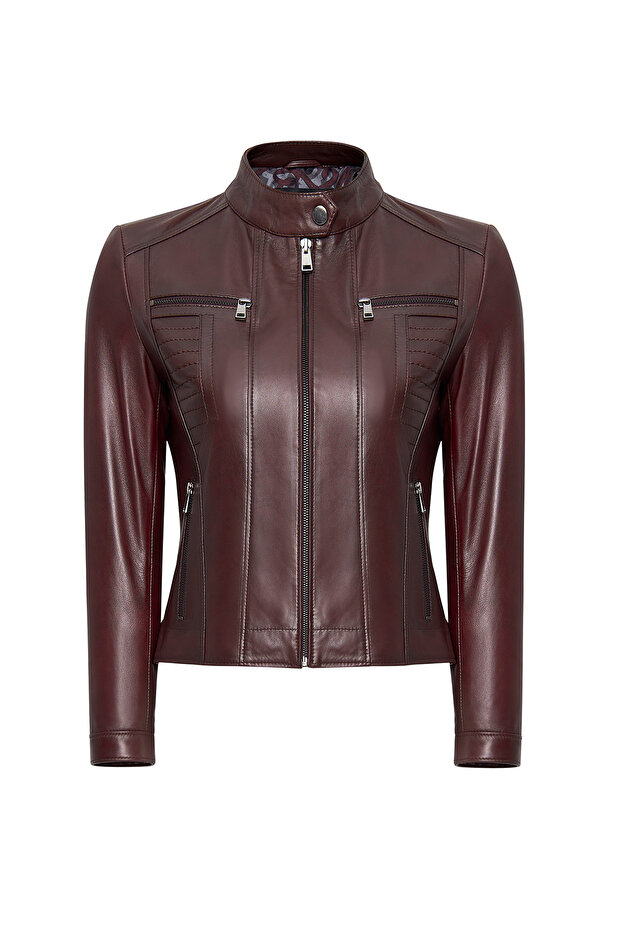 Marlyn Women's Burgundy Leather Jacket 24Wge 513347