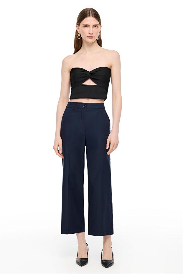 Black Strapless Polyamide Knitwear Bustier