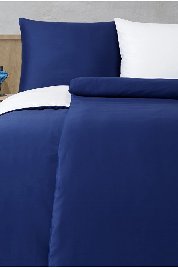 Satin 100% Cotton Single Duvet Cover Set Solid Color Royal - Cream