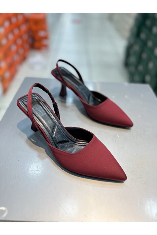 Serrace Material Open Back Short Heeled Women's Shoes,