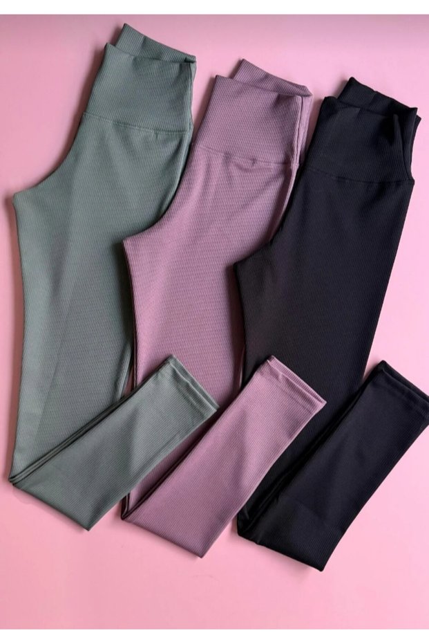 3-Piece High Waist Ribbed Camisole Leggings – Flexible & Fit (Plum-Cream-Green)