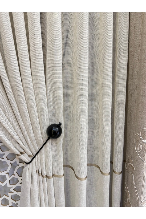 Ghost Arm Tie-Down Practical Curtain Collection Device for Mounting on Cornice Without Drilling the Wall (1 Piece) Black