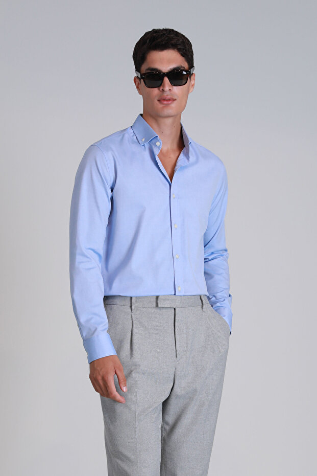 Danıel Erkek Basic Gömlek Slim Fit Mavi - 1