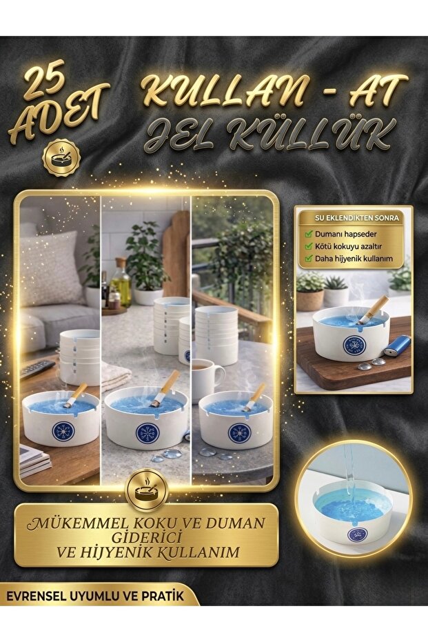25 Pieces of Water-Activated Gel Ashtray | Disposable Ash and Odor Absorber |