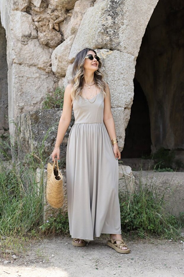 Olive Rope Strap Single Jersey Jumpsuit