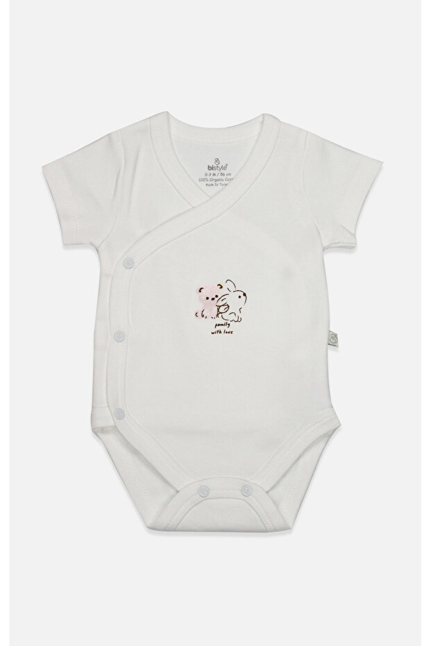 Double-Breasted Body Half Sleeve Love You Family 17144 Powder