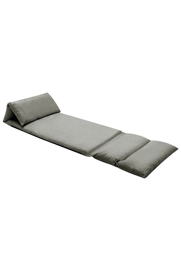Scaun de podea pliabil, gri închis, microfibră - 1