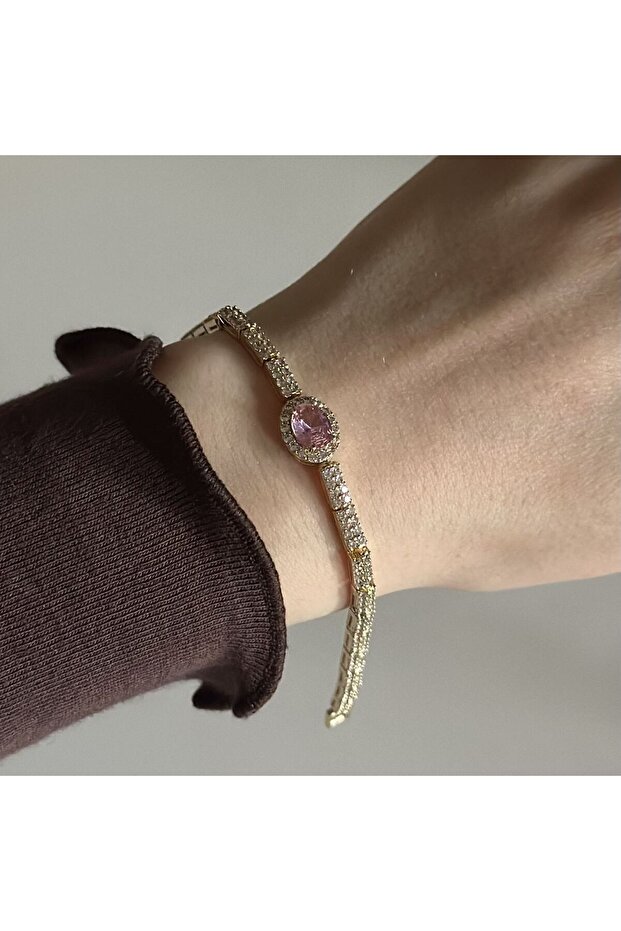 Pink baguette waterway bracelet
