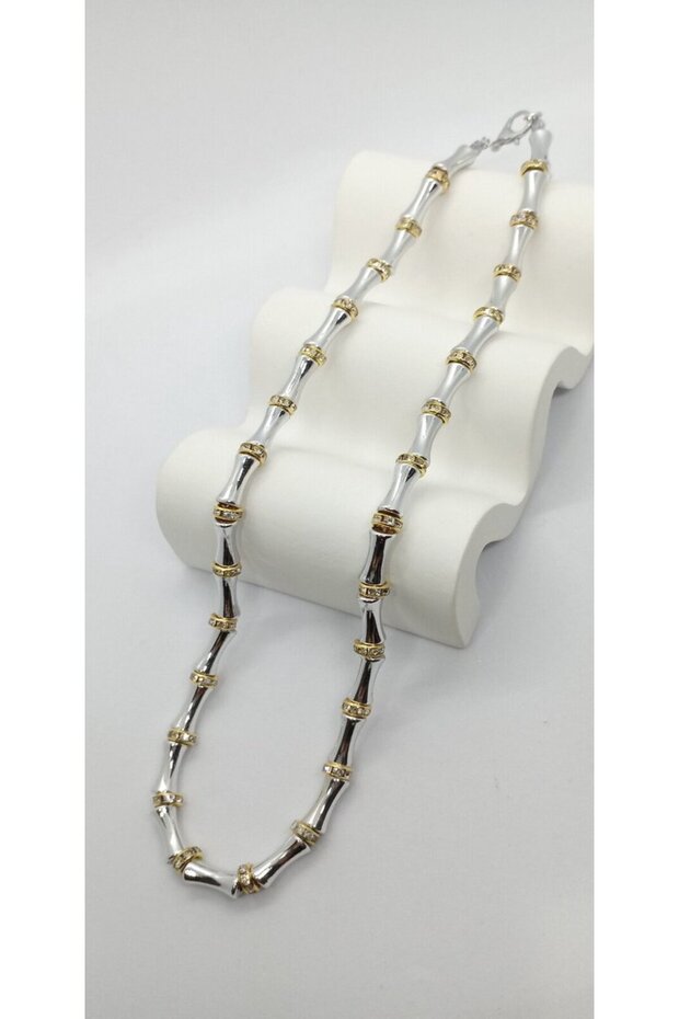 Stone Detail and Silver Plate Necklace