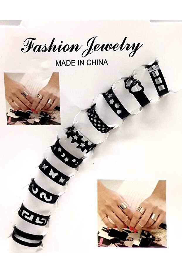 Adjustable joint ring set black color