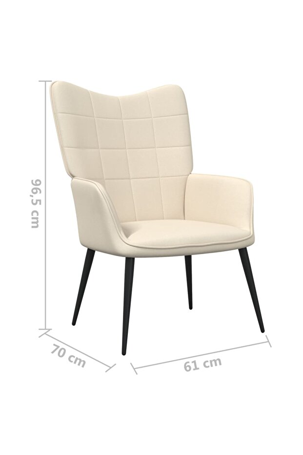 Scaun de relaxare, crem, material textil - 6