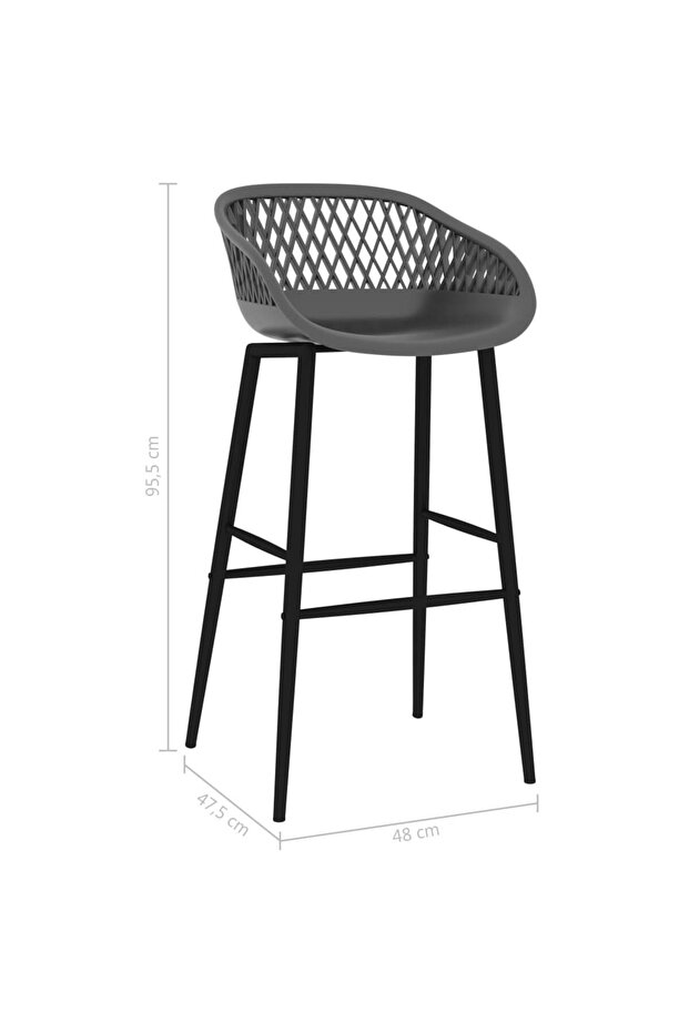 Scaune de bar, 2 buc., gri - 7