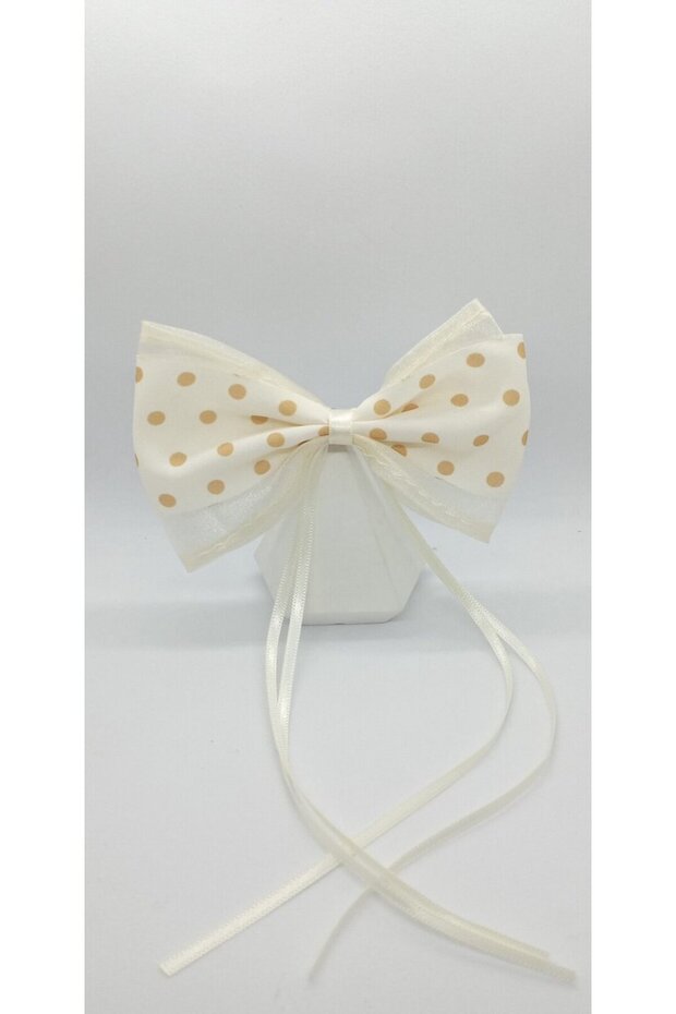 Cream Color Polka Dot Bowknot Clamp Buckle