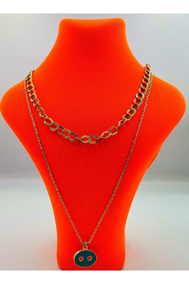 Gold Color Chain Figured Anti-Tarnish Special Design Necklace