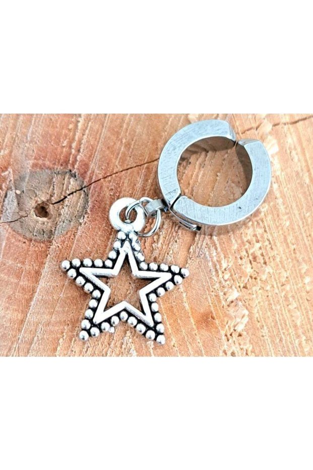 Steel Silver Color Starry Pronged Unisex Earrings 2 Pieces