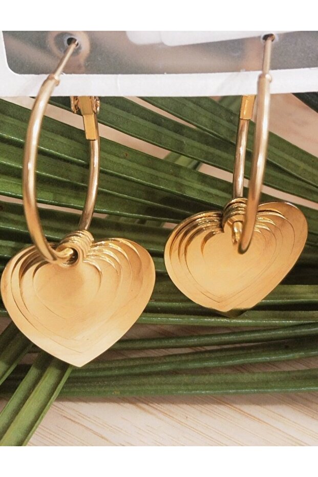 Luxury Heart Figured Gold Color Earrings