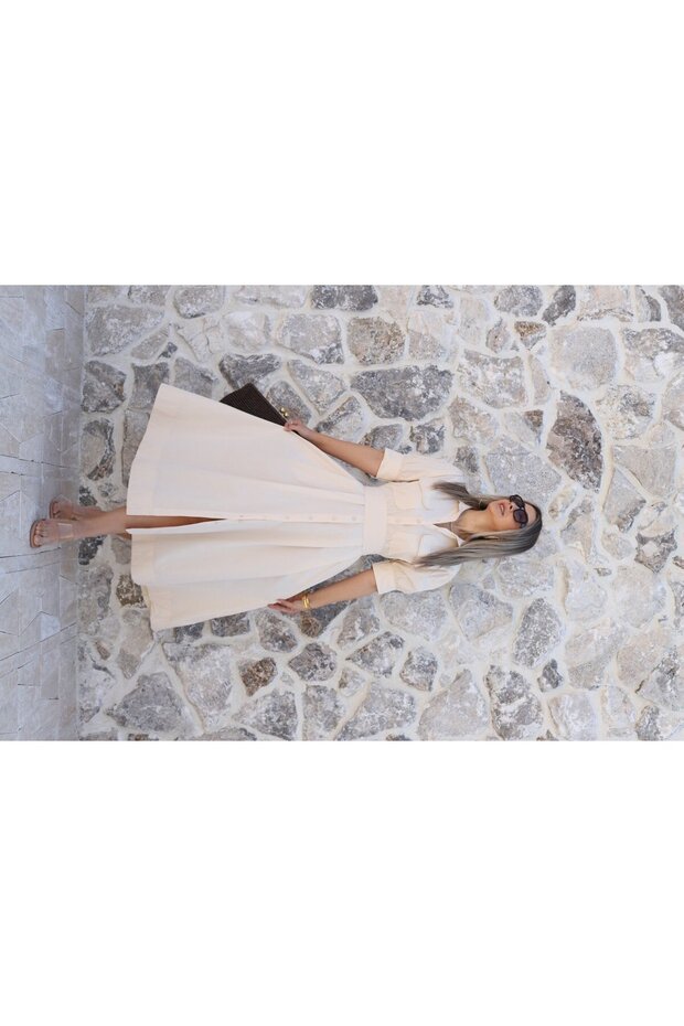 Stone balloon arm Shirt Dress
