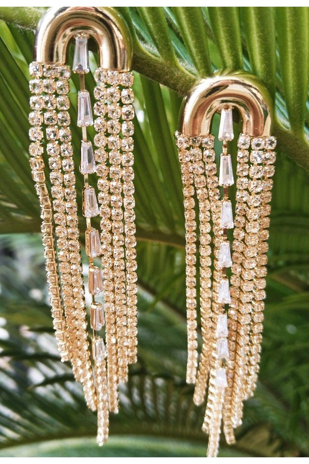 Yellow Color Zircon Stone Luxury Evening Dress Earrings